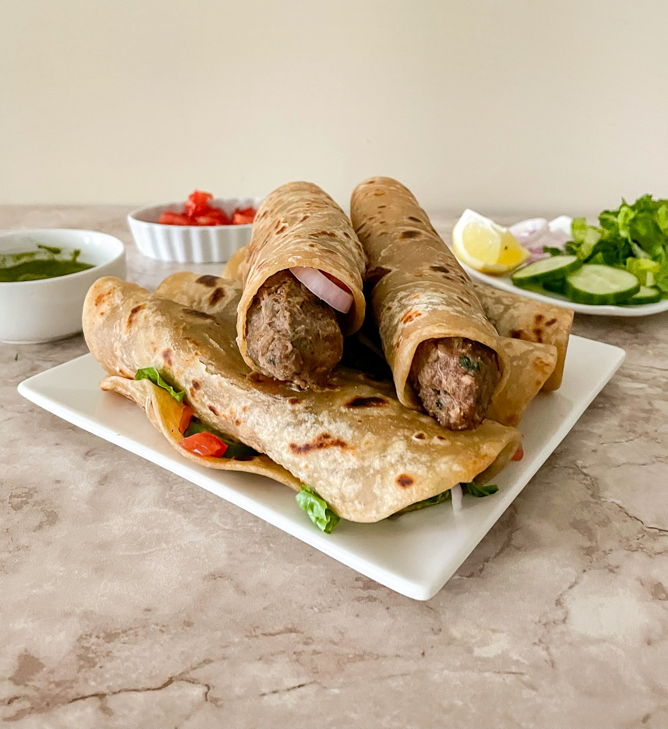 Double seekh chapati roll